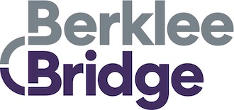Berklee Bridge logo in gray and purple text with an arch connecting the words Berklee and Bridge