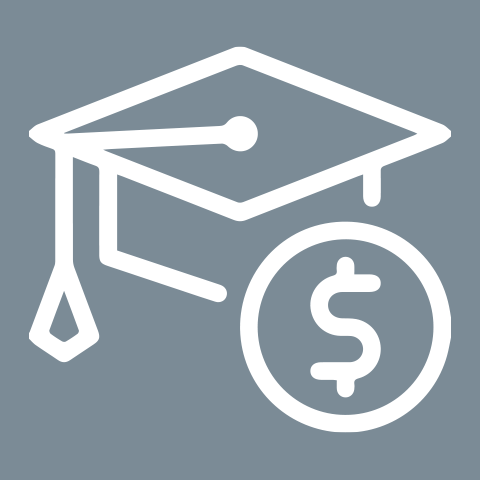 Icon with graduation cap and dollar symbol