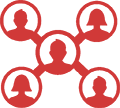 Icon featuring five people connected to each other