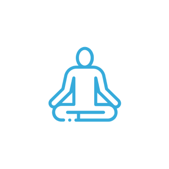 Blue icon of a person who is doing yoga
