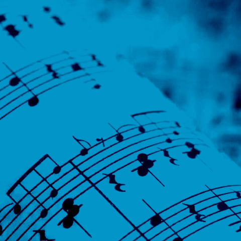 music notes with a blue filter 
