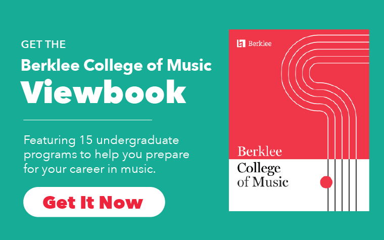Green image that says "Get the Berklee College of Music Viewbook" 