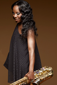 Tia Fuller with saxaphone