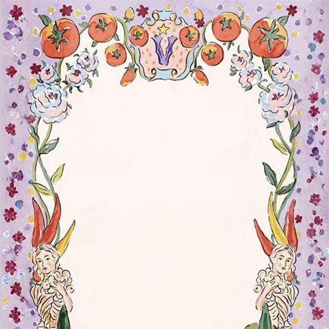 Blank image with edges colored with flowers and a purple lining