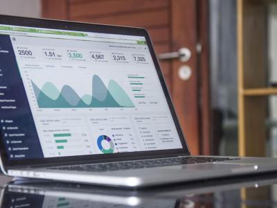 Laptop with graphs on the screen