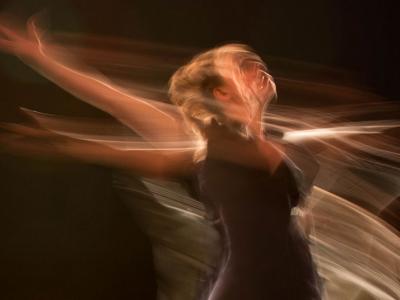Long exposure photograph of a dancer's movement