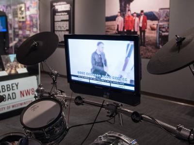 Drum set with a monitor