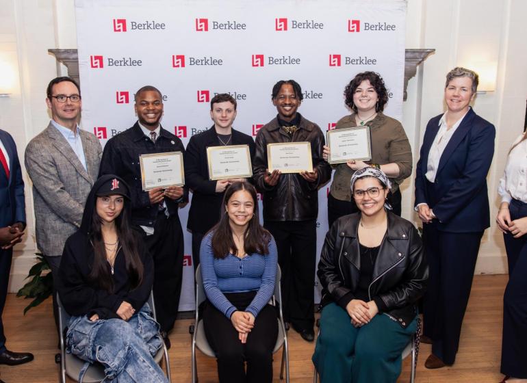 Santander team representatives with student fellowship recipients