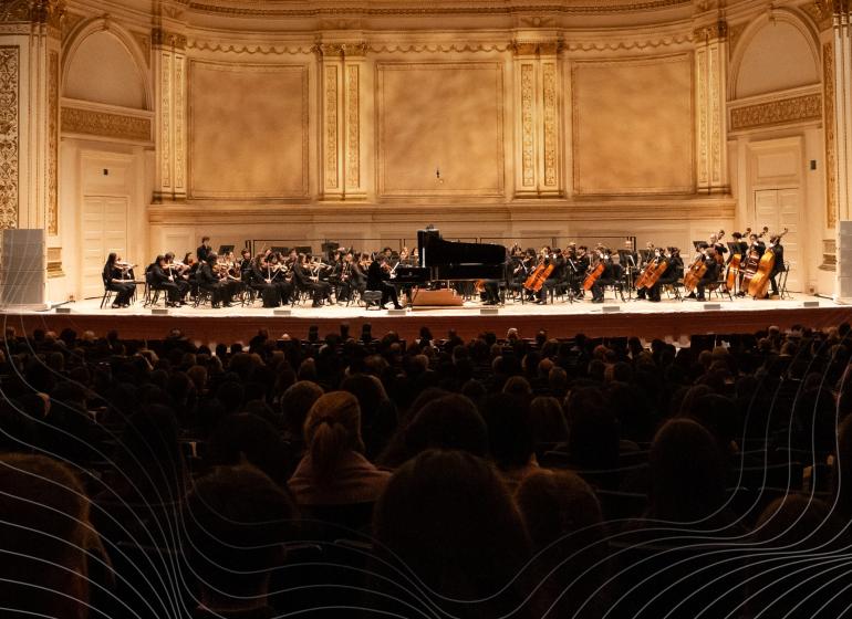 Boston Conservatory Orchestra students performing on Carnegie Hall