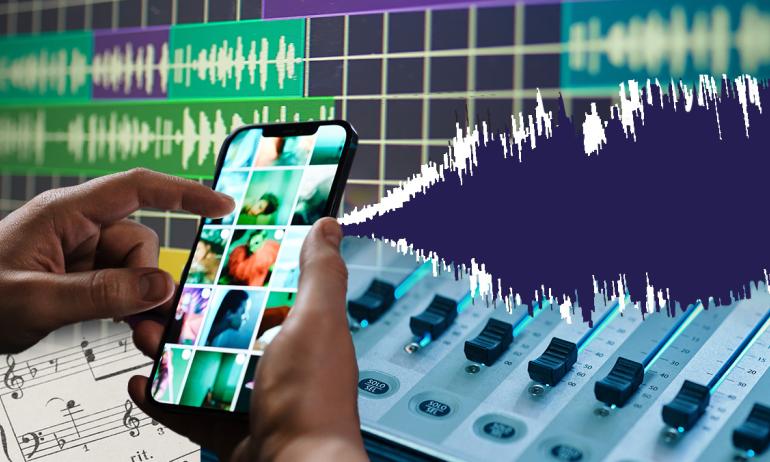 A collage of images representing music marketing