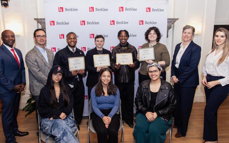 Santander team representatives with student fellowship recipients