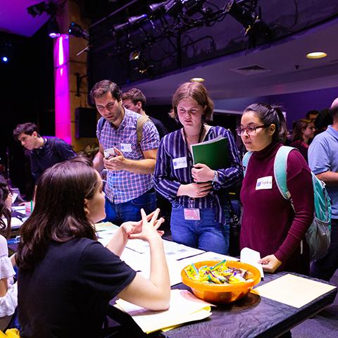 Students getting advice at the Internship Expo