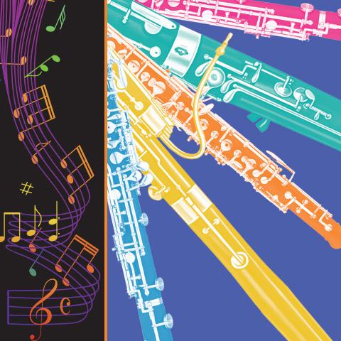 colorful double reed collage