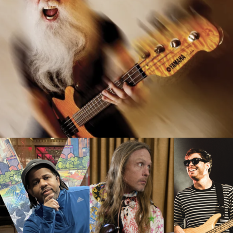 Lee Sklar and Bass Bash No.1 members, Victor Wooten, Steve Bailey and Joe Dart.