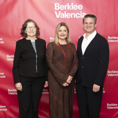 Left to right: Simone Pilon, executive director of Berklee Valencia; Carmen Ortí, regional minister of education, culture, and universities; and Berklee President Jim Lucchese at the Berklee Valencia ribbon-cutting ceremony
