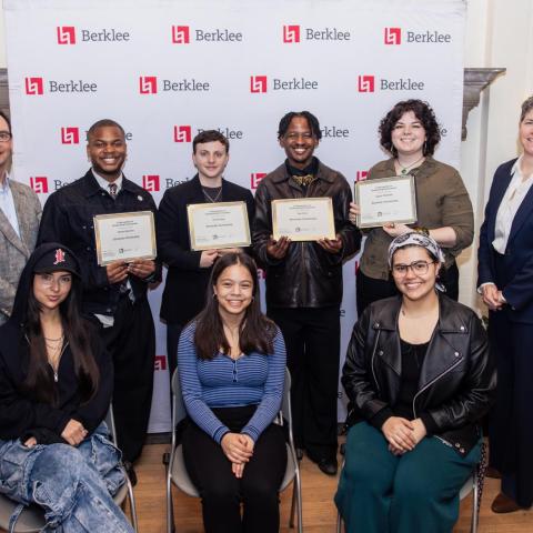 Santander team representatives with student fellowship recipients