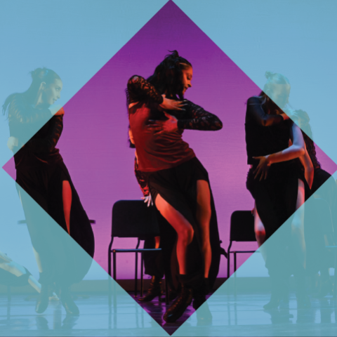 commercial dancer with purple background