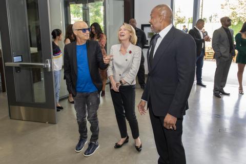Left to right: Jimmy Iovine, Erica Muhl, and Andre "Dr. Dre" Young