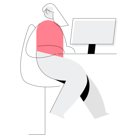 Illustration of a lady sitting at a laptop