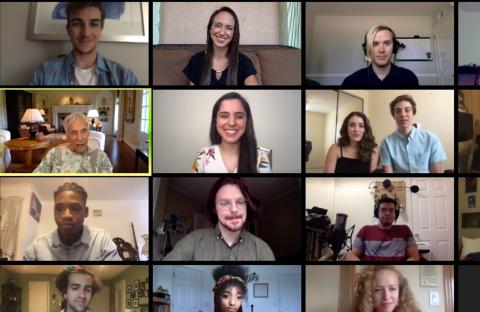  Shelbie Rassler (center) and fellow alums met with the late songwriter Burt Bacharach (to Rassler's left) as part of CNN's Fourth of July news coverage in 2020.