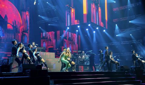 Mayssa Karaa performing at Etihad Arena in Abu Dhabi