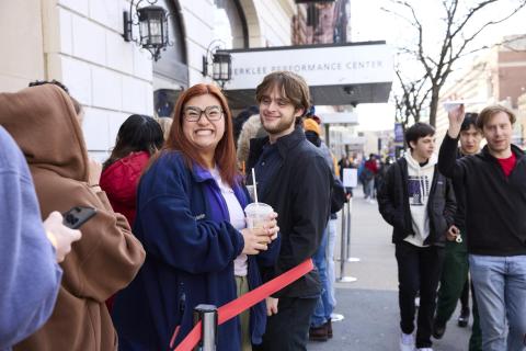 Students in line outside of the Berklee Performance Center