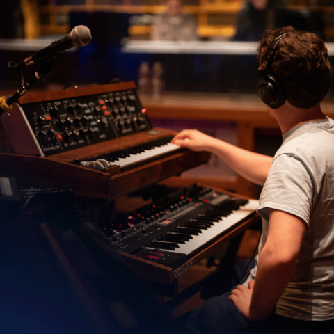 S&P student in a recording session