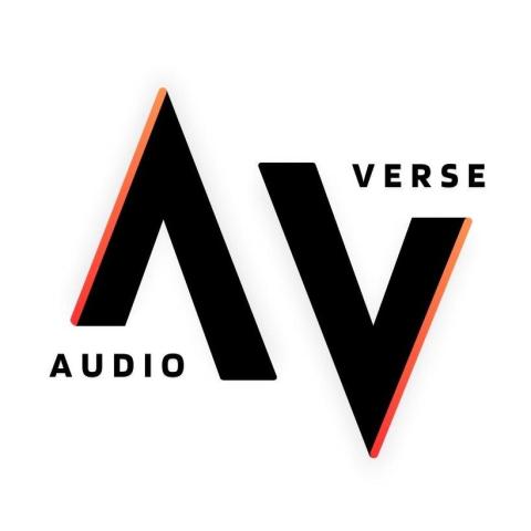 AudioVerse Lab club's new logo A and V in black with orange outline