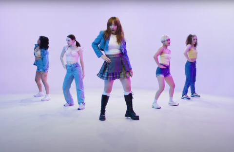 Piao (center) with Boston Conservatory students Tula Johnson, Sofia Pargas, Yulia Maeda, and Sasha Powers (left to right)