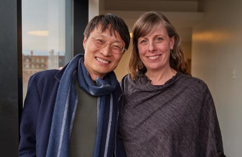  Lei Liang with friend and collaborator Sarah Brady, associate professor of music
