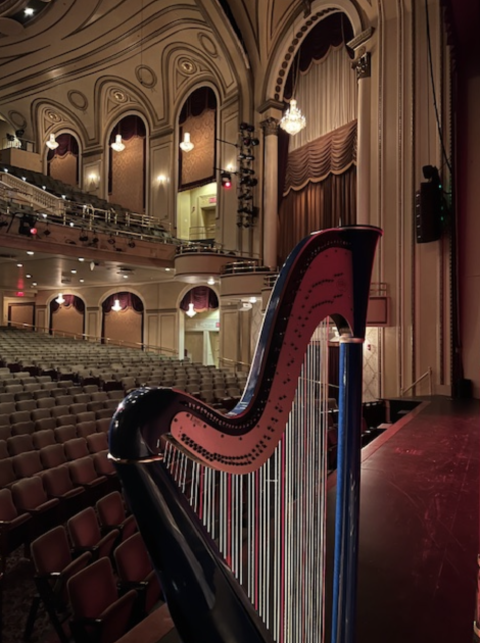 Harp in a concert hall 