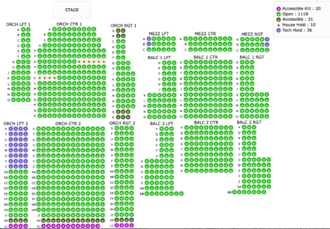 Seating map of the Berklee Performance Center.