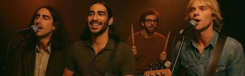 AI-generated image of the four members of AI-generated band the Velvet Sundown