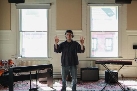 Keefer Glenshaw in a rehearsal room 