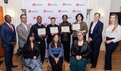 Santander team representatives with student fellowship recipients