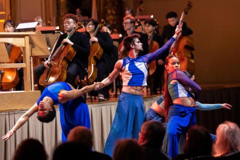  Student dancers perform choreography by faculty members Jun Kuribayashi and Leah Abbott.