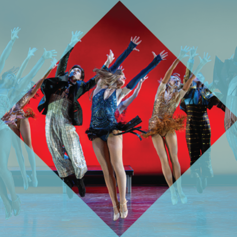 dancers with red background