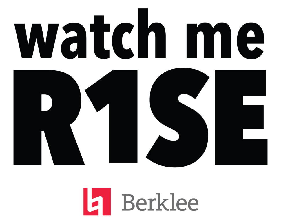 The words "watch me RISE" with the Berklee logo underneath